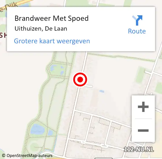 Locatie op kaart van de 112 melding: Brandweer Met Spoed Naar Uithuizen, De Laan op 27 juli 2018 13:55