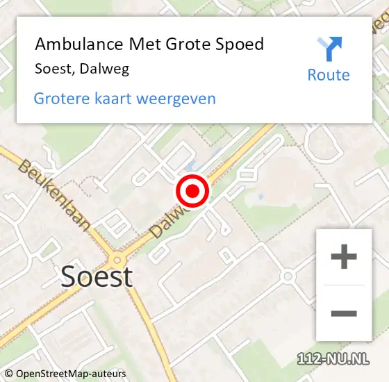 Locatie op kaart van de 112 melding: Ambulance Met Grote Spoed Naar Soest, Dalweg op 27 juli 2018 14:55