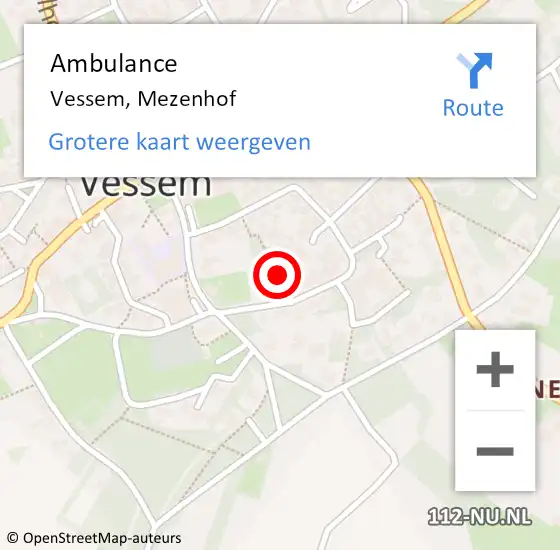 Locatie op kaart van de 112 melding: Ambulance Vessem, Mezenhof op 27 juli 2018 15:04