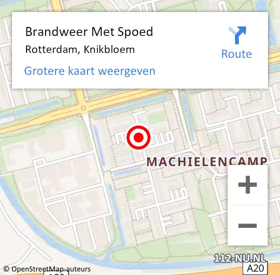 Locatie op kaart van de 112 melding: Brandweer Met Spoed Naar Rotterdam, Knikbloem op 27 juli 2018 16:18