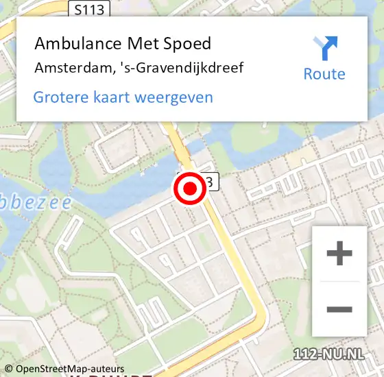 Locatie op kaart van de 112 melding: Ambulance Met Spoed Naar Amsterdam, 's-Gravendijkdreef op 27 juli 2018 18:42