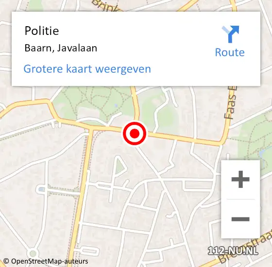 Locatie op kaart van de 112 melding: Politie Baarn, Javalaan op 27 juli 2018 18:57