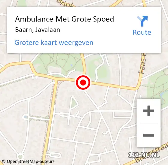 Locatie op kaart van de 112 melding: Ambulance Met Grote Spoed Naar Baarn, Javalaan op 27 juli 2018 18:58