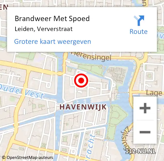 Locatie op kaart van de 112 melding: Brandweer Met Spoed Naar Leiden, Ververstraat op 27 juli 2018 19:41