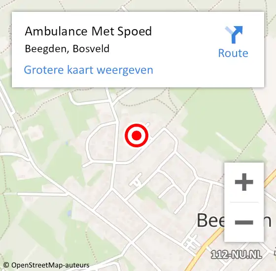Locatie op kaart van de 112 melding: Ambulance Met Spoed Naar Beegden, Bosveld op 27 juli 2018 21:04