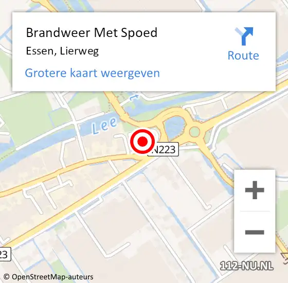 Locatie op kaart van de 112 melding: Brandweer Met Spoed Naar Essen, Lierweg op 27 juli 2018 22:39