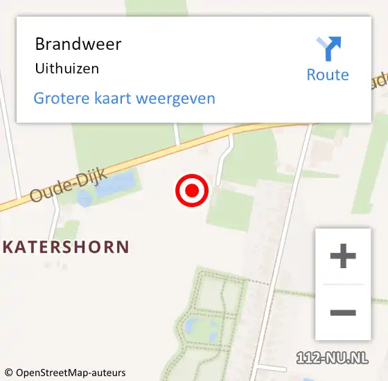 Locatie op kaart van de 112 melding: Brandweer Uithuizen op 27 juli 2018 23:21