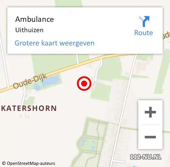 Locatie op kaart van de 112 melding: Ambulance Uithuizen op 27 juli 2018 23:21