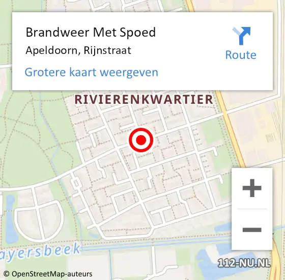Locatie op kaart van de 112 melding: Brandweer Met Spoed Naar Apeldoorn, Rijnstraat op 28 juli 2018 00:21