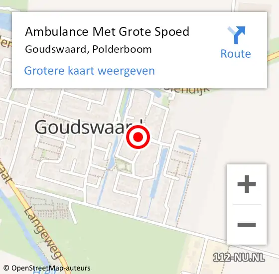 Locatie op kaart van de 112 melding: Ambulance Met Grote Spoed Naar Goudswaard, Polderboom op 28 juli 2018 00:29