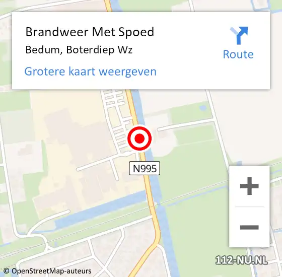 Locatie op kaart van de 112 melding: Brandweer Met Spoed Naar Bedum, Boterdiep Wz op 28 juli 2018 00:49
