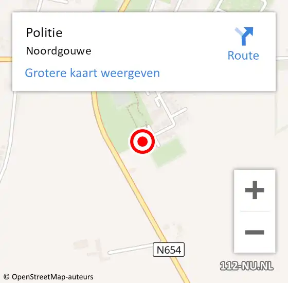 Locatie op kaart van de 112 melding: Politie Noordgouwe op 28 juli 2018 02:31