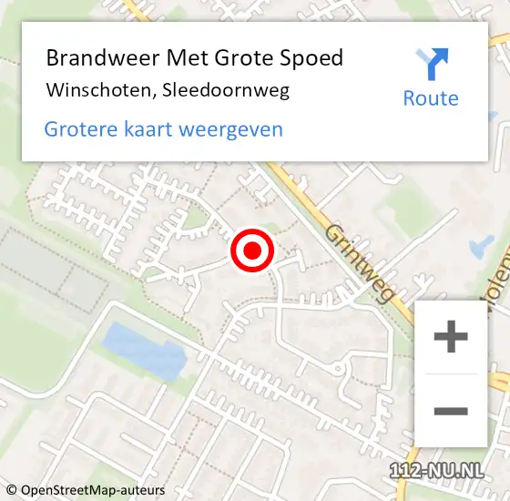 Locatie op kaart van de 112 melding: Brandweer Met Grote Spoed Naar Winschoten, Sleedoornweg op 28 juli 2018 04:40