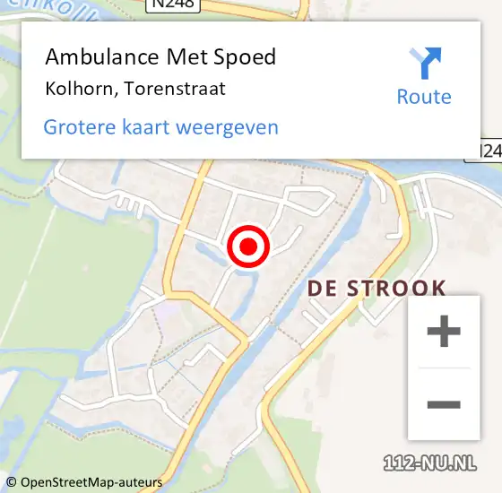 Locatie op kaart van de 112 melding: Ambulance Met Spoed Naar Kolhorn, Torenstraat op 28 juli 2018 05:21