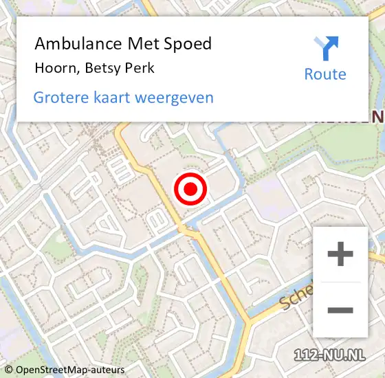 Locatie op kaart van de 112 melding: Ambulance Met Spoed Naar Hoorn, Betsy Perk op 28 juli 2018 08:18
