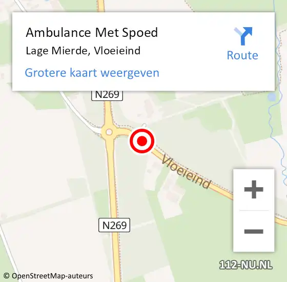Locatie op kaart van de 112 melding: Ambulance Met Spoed Naar Lage Mierde, Vloeieind op 28 juli 2018 10:05