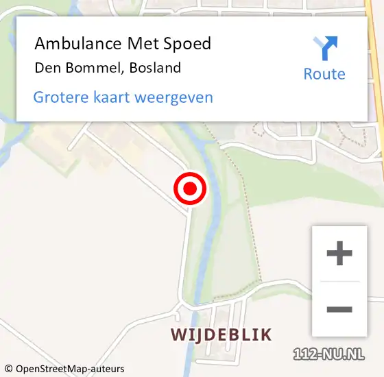 Locatie op kaart van de 112 melding: Ambulance Met Spoed Naar Den Bommel, Bosland op 28 juli 2018 10:12