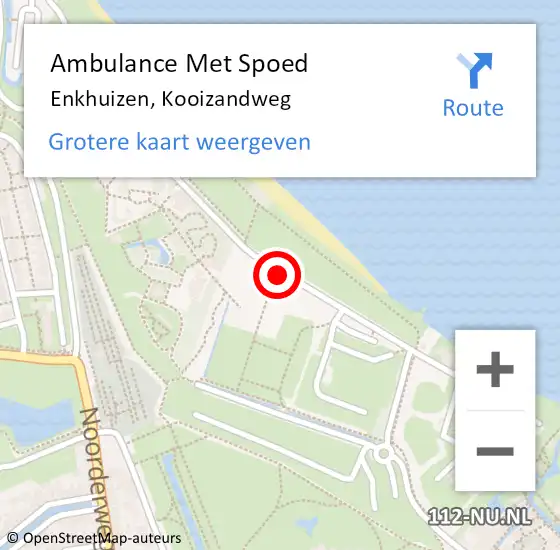 Locatie op kaart van de 112 melding: Ambulance Met Spoed Naar Enkhuizen, Kooizandweg op 28 juli 2018 10:57