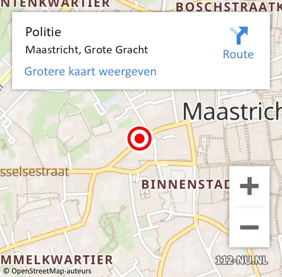 Locatie op kaart van de 112 melding: Politie Maastricht, Grote Gracht op 28 juli 2018 11:00
