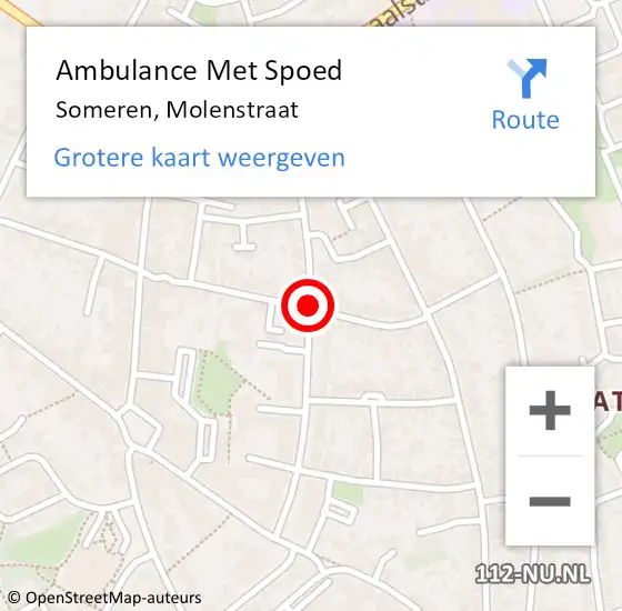 Locatie op kaart van de 112 melding: Ambulance Met Spoed Naar Someren, Molenstraat op 28 juli 2018 12:01