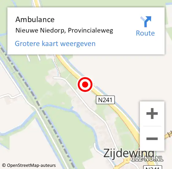 Locatie op kaart van de 112 melding: Ambulance Nieuwe Niedorp, Provincialeweg op 28 juli 2018 12:33