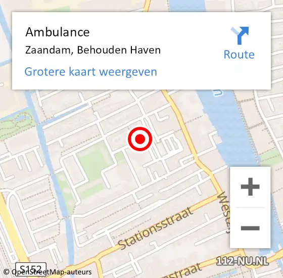 Locatie op kaart van de 112 melding: Ambulance Zaandam, Behouden Haven op 28 juli 2018 14:20