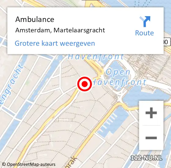 Locatie op kaart van de 112 melding: Ambulance Amsterdam, Martelaarsgracht op 28 juli 2018 14:31