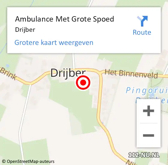 Locatie op kaart van de 112 melding: Ambulance Met Grote Spoed Naar Drijber op 4 maart 2014 11:54