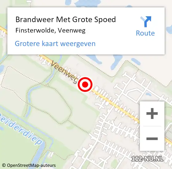 Locatie op kaart van de 112 melding: Brandweer Met Grote Spoed Naar Finsterwolde, Veenweg op 28 juli 2018 16:01