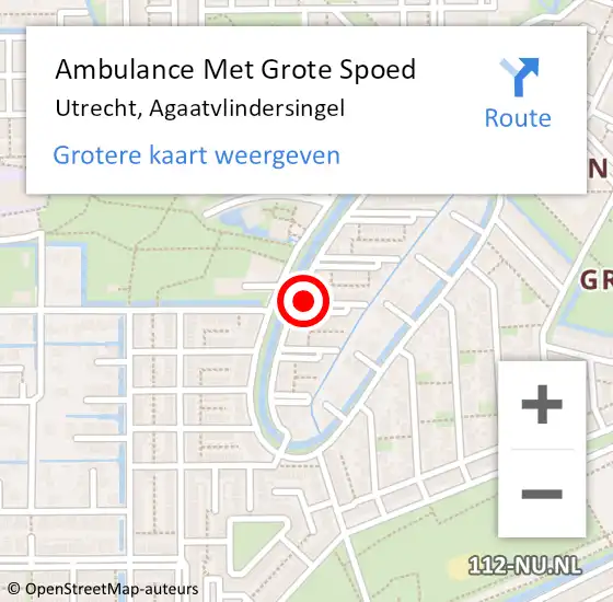 Locatie op kaart van de 112 melding: Ambulance Met Grote Spoed Naar Utrecht, Agaatvlindersingel op 28 juli 2018 16:36