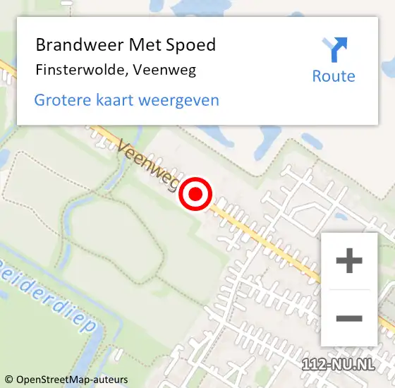 Locatie op kaart van de 112 melding: Brandweer Met Spoed Naar Finsterwolde, Veenweg op 28 juli 2018 16:51