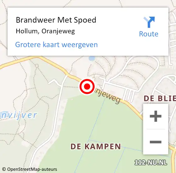 Locatie op kaart van de 112 melding: Brandweer Met Spoed Naar Hollum, Oranjeweg op 28 juli 2018 17:57