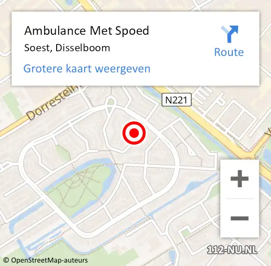 Locatie op kaart van de 112 melding: Ambulance Met Spoed Naar Soest, Disselboom op 28 juli 2018 20:41