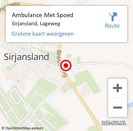Locatie op kaart van de 112 melding: Ambulance Met Spoed Naar Sirjansland, Lageweg op 28 juli 2018 21:22