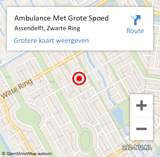 Locatie op kaart van de 112 melding: Ambulance Met Grote Spoed Naar Assendelft, Zwarte Ring op 28 juli 2018 21:45