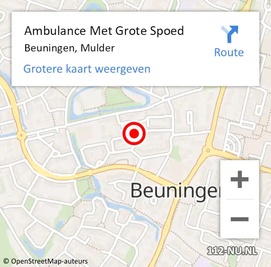 Locatie op kaart van de 112 melding: Ambulance Met Grote Spoed Naar Beuningen, Mulder op 28 juli 2018 21:47