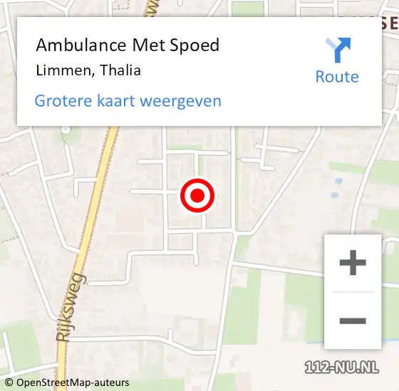 Locatie op kaart van de 112 melding: Ambulance Met Spoed Naar Limmen, Thalia op 29 juli 2018 05:23
