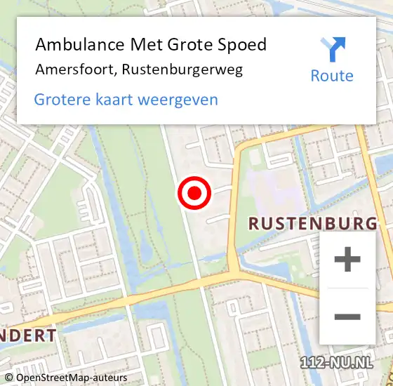 Locatie op kaart van de 112 melding: Ambulance Met Grote Spoed Naar Amersfoort, Rustenburgerweg op 29 juli 2018 09:38