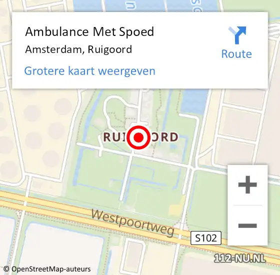 Locatie op kaart van de 112 melding: Ambulance Met Spoed Naar Amsterdam, Ruigoord op 29 juli 2018 13:51