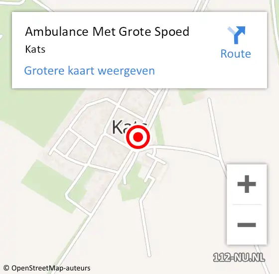 Locatie op kaart van de 112 melding: Ambulance Met Grote Spoed Naar Kats op 29 juli 2018 14:14