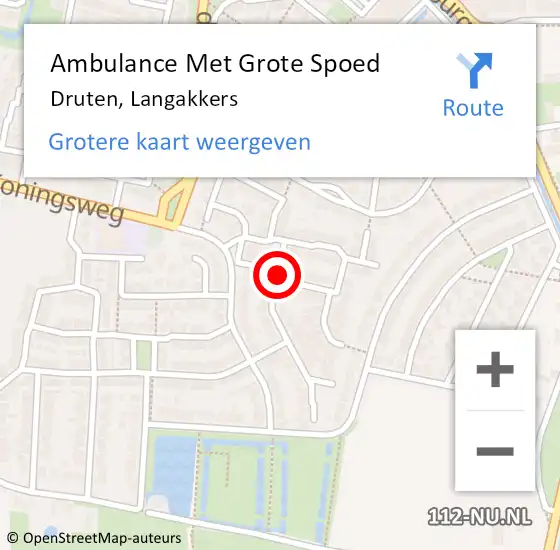 Locatie op kaart van de 112 melding: Ambulance Met Grote Spoed Naar Druten, Langakkers op 29 juli 2018 17:50