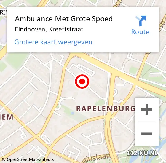 Locatie op kaart van de 112 melding: Ambulance Met Grote Spoed Naar Eindhoven, Kreeftstraat op 30 juli 2018 00:12