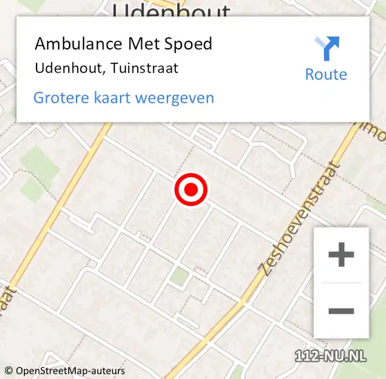 Locatie op kaart van de 112 melding: Ambulance Met Spoed Naar Udenhout, Tuinstraat op 30 juli 2018 02:48