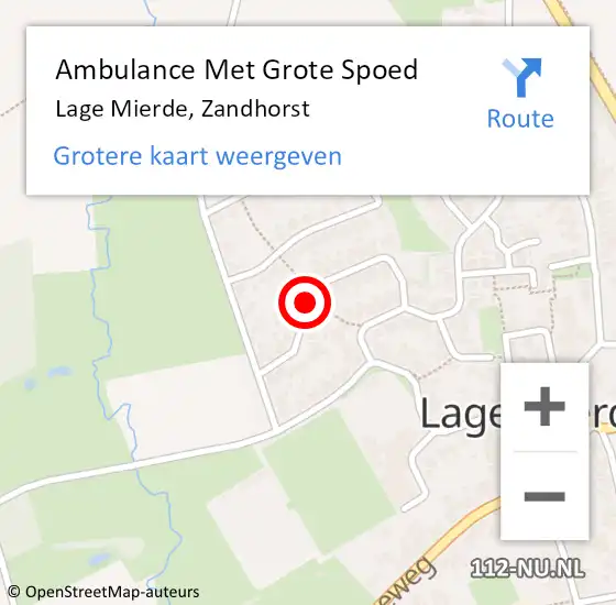Locatie op kaart van de 112 melding: Ambulance Met Grote Spoed Naar Lage Mierde, Zandhorst op 30 juli 2018 06:15