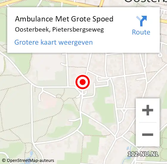 Locatie op kaart van de 112 melding: Ambulance Met Grote Spoed Naar Oosterbeek, Pietersbergseweg op 31 juli 2018 11:26