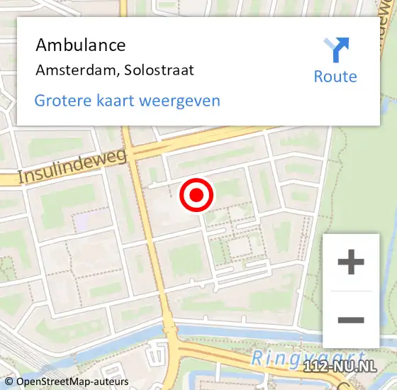 Locatie op kaart van de 112 melding: Ambulance Amsterdam, Solostraat op 31 juli 2018 15:35