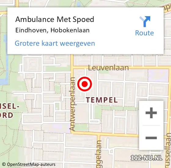 Locatie op kaart van de 112 melding: Ambulance Met Spoed Naar Eindhoven, Hobokenlaan op 31 juli 2018 20:29