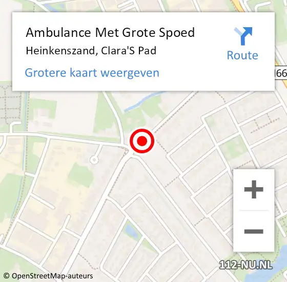 Locatie op kaart van de 112 melding: Ambulance Met Grote Spoed Naar Heinkenszand, Clara'S Pad op 31 juli 2018 22:23