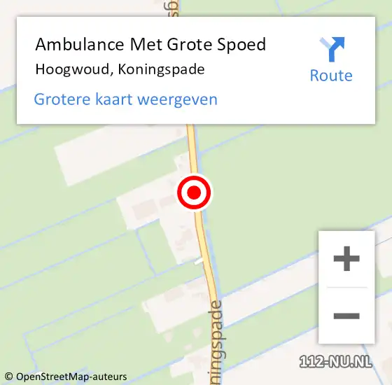 Locatie op kaart van de 112 melding: Ambulance Met Grote Spoed Naar Hoogwoud, Koningspade op 1 augustus 2018 00:21