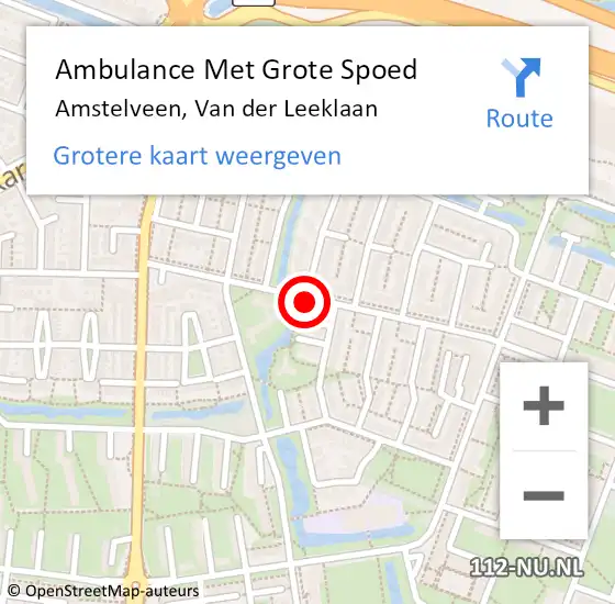 Locatie op kaart van de 112 melding: Ambulance Met Grote Spoed Naar Amstelveen, Haagkerslaan op 1 augustus 2018 00:34